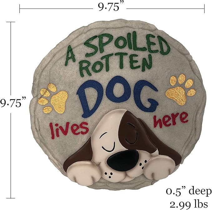 Spoontiques - Garden Décor - Spoiled Rotten Dog Stepping Stone - Decorative - Image 5