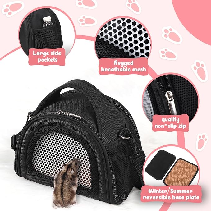 YUDODO Hamster Carrier Guinea Pig Carrier Bag Small Animal Sugar Glider Pouch - Image 3