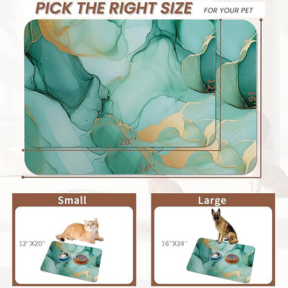 Marble Dog Food Mat for Floors, Cat Dog Bowl Mats for Food and Water, Non-Slip - Image 2