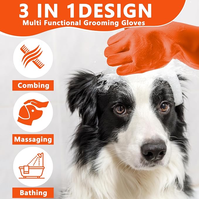 Pet Grooming Gloves—Heat Resistant Dog Washing Gloves - Image 3