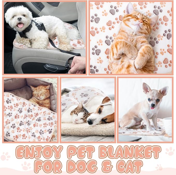 Chumia 40 Pcs Blankets Soft Fluffy Fleece Washable Pet Dog Sleep mat Paw Print - Image 6