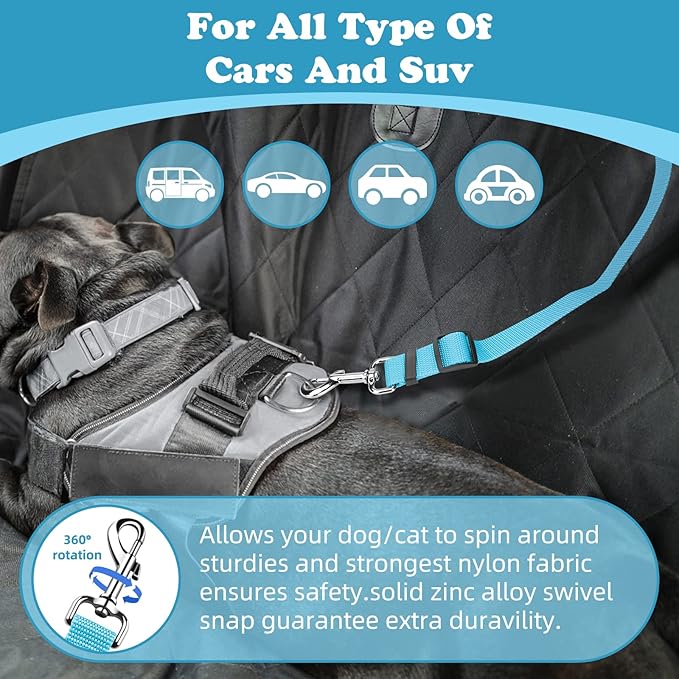 BWOGUE Pet Dog Cat Seat Belts, Car Headrest Restraint Adjustable Safety Leads - Image 5