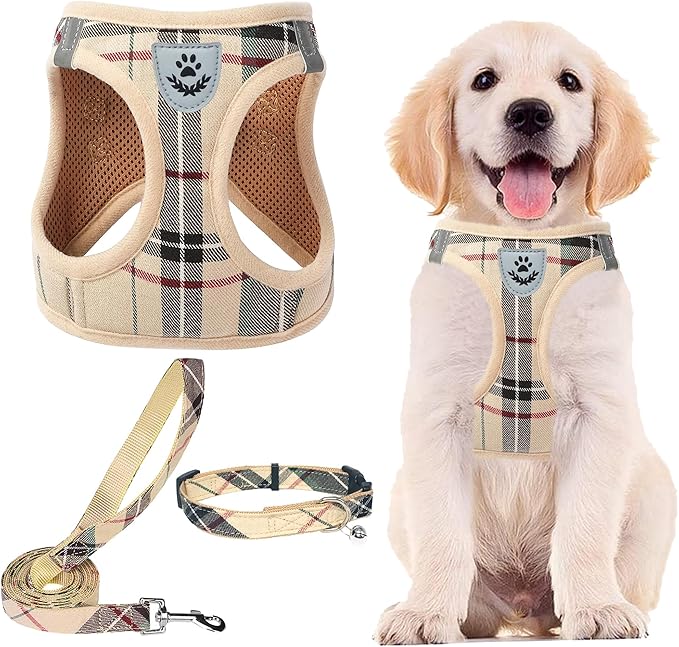 PUPTECK Adjustable Dog Harness Collar and Leash Set Step in No Pull Pet Harness by PUPTECK