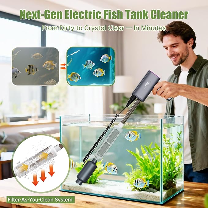 Cordless Aquarium Gravel Cleaner Vacuum: 6-in-1 Electric Fish Tank Cleaner - Image 3