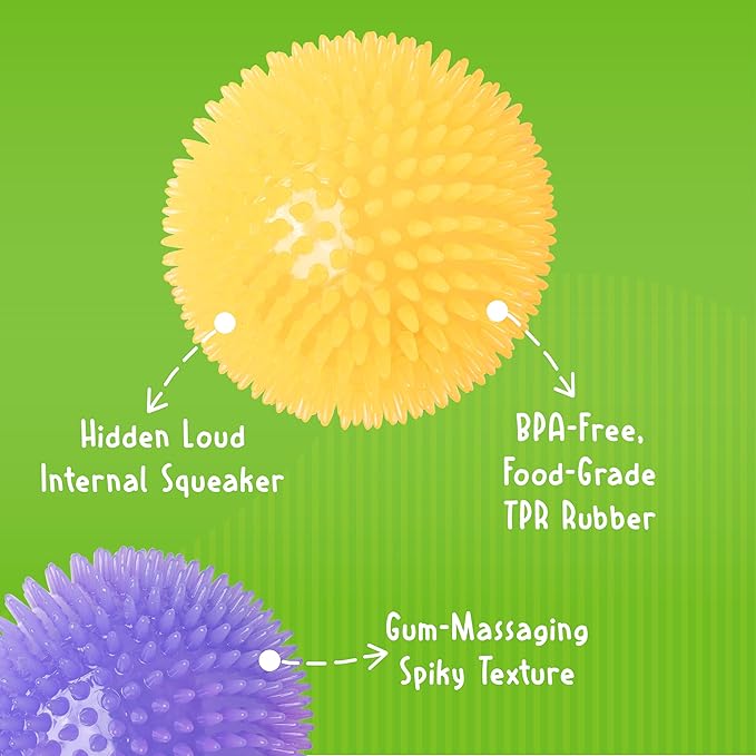 Gnawsome Medium Squeaker Ball Dog Toy, Medium 3.5", Colors will vary, All Breed - Image 4