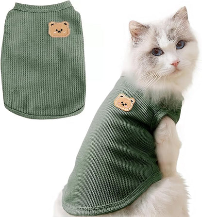 Waffle Knit Cat & Dog T Shirt for Small Dogs, Stretchable Puppy Shirt for by Unknown
