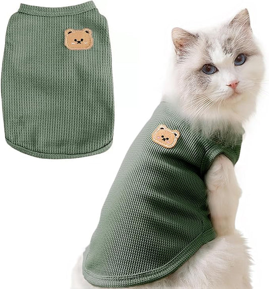 Waffle Knit Cat & Dog T Shirt for Small Dogs, Stretchable Puppy Shirt for by Unknown