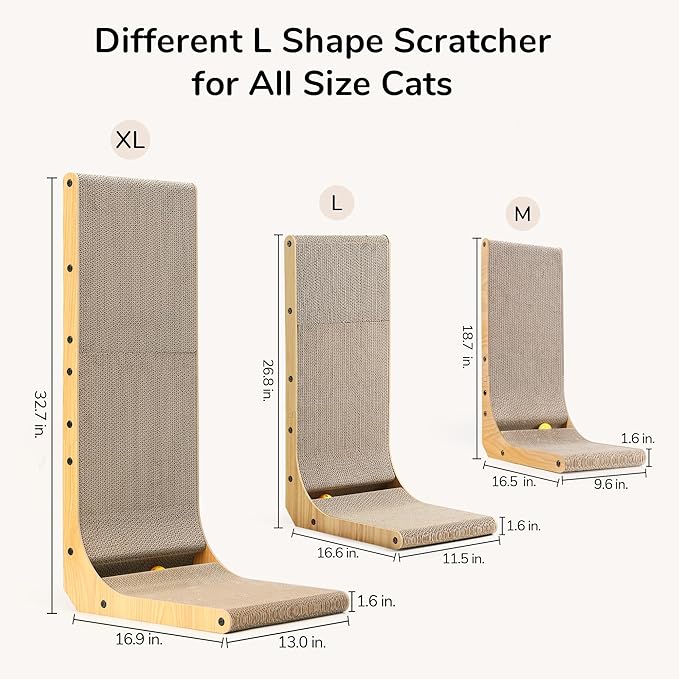 FUKUMARU Cat Scratcher, 32.7 Inch L Shape Cat Scratch Pad Wall Mounted - Image 4