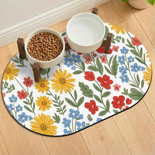 Absorbent Cat Mats for Food and Water 24''x16'', Non-Slip Rubber Mat for Cats by METEOROCK