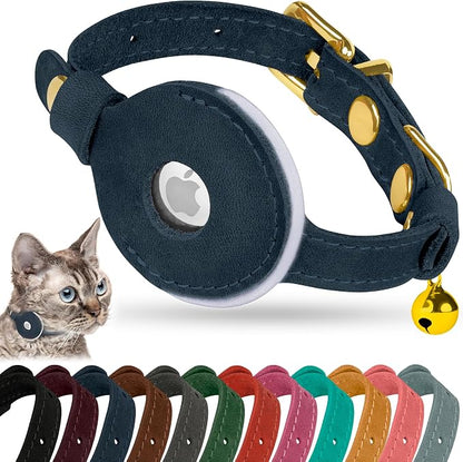 OOPSDOGGY Reflective Leather AirTag Cat Collar by OOPSDOGGY