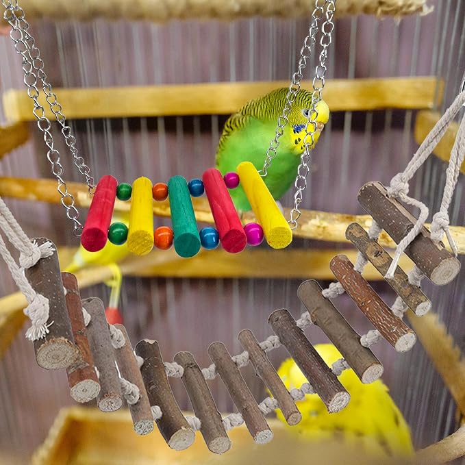 PINVNBY Bird Parakeet Toys, Bird Rope Ladder Swing Hammock Toys, Made of - Image 7