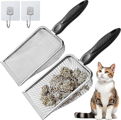 2Pcs Cat Litter Scoop Metal Stainless Steel Mesh Kitty Litter Scoop by ISYOKE