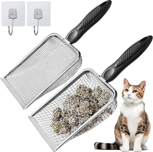 2Pcs Cat Litter Scoop Metal Stainless Steel Mesh Kitty Litter Scoop by ISYOKE