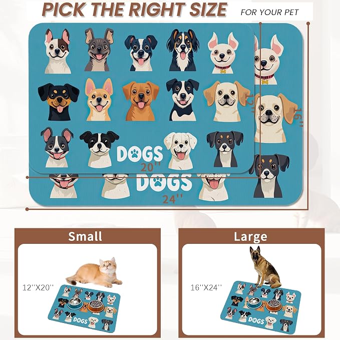 Cute Dog Cat Food Mat, Absorbent Pet Feeding Mat - Image 2