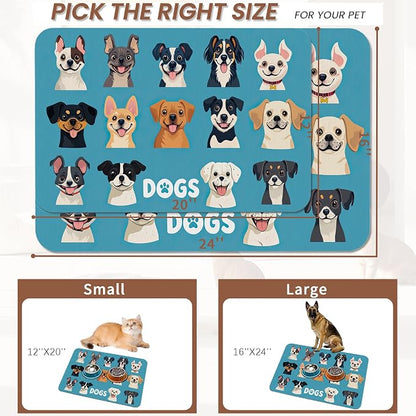 Cute Dog Cat Food Mat, Absorbent Pet Feeding Mat - Image 2
