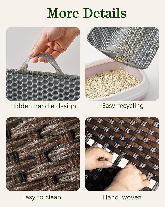Cat Litter Box Enclosure Furniture, Handwoven Rattan Hidden Litter Box - Image 4