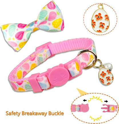 2 Pack Easter Cat Collar with Bowtie Adjustable Cute Kitten Collars - Image 2