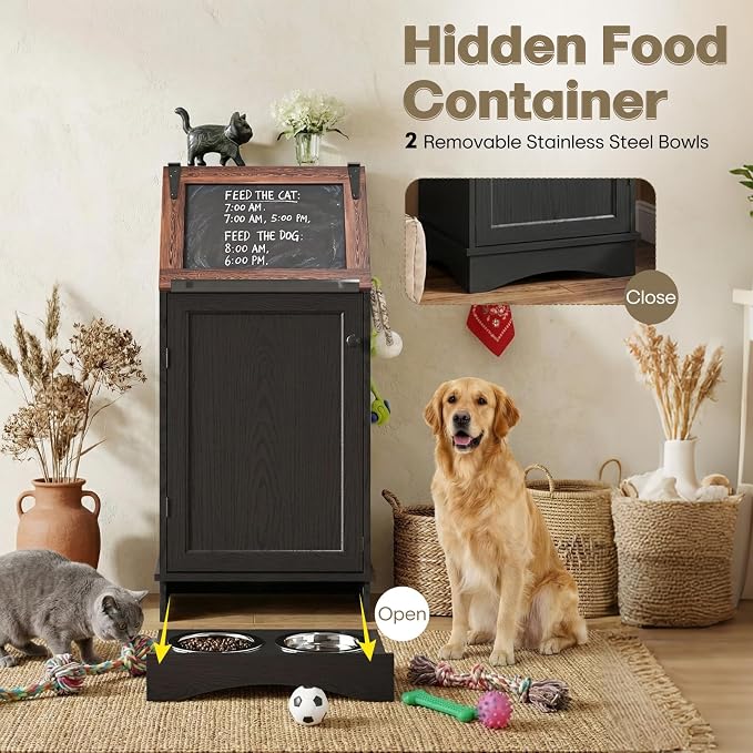 Flip-Top Dog Feeding Station, Dog Food Cabinet - Image 3