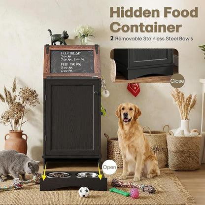 Flip-Top Dog Feeding Station, Dog Food Cabinet - Image 3