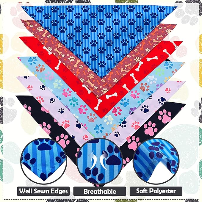 30 Pcs Paw Print Bandanas Bulk for Large Dogs 33 Inch XL Stitch Dog Bandanas - Image 3