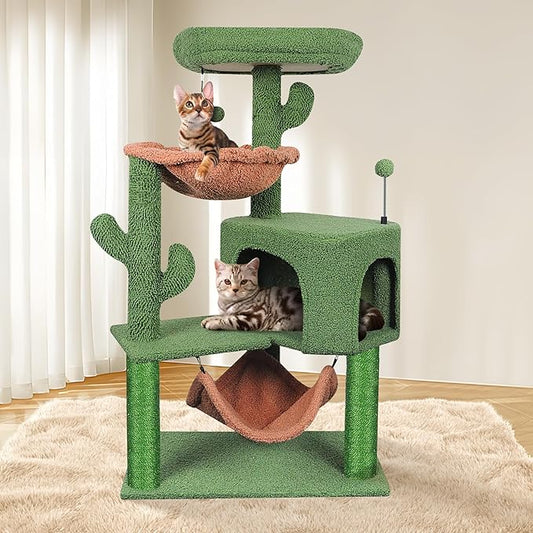 YUNIQUE Cat Tree with Cat Condo Scratch Post and Big Hammock - Image 2