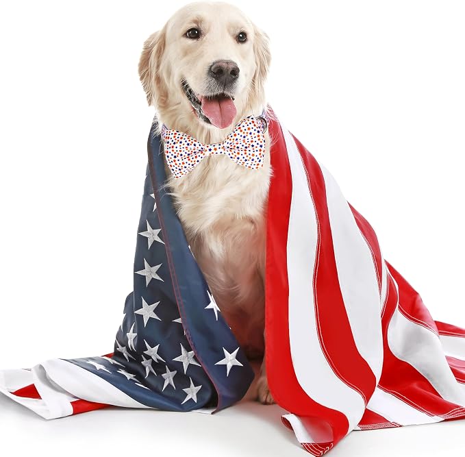 4th of July Dog Collar and Bow Tie Set Adjustable Pet Collar - Image 4