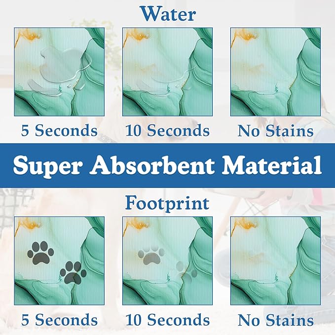 Green Marble Pet Feeding Mat for Floors–Christmas Stocking Absorbent Quick Dry - Image 3