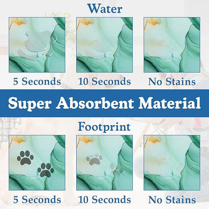 Green Marble Pet Feeding Mat for Floors–Christmas Stocking Absorbent Quick Dry - Image 3
