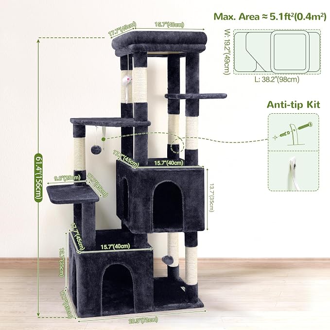 Globlazer Cat Tower for Indoor Cats, Heavy Duty Cat Trees for Large Adult Big - Image 6