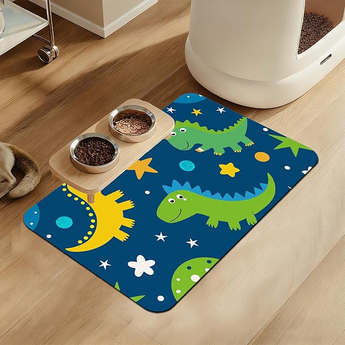 Cartoon Dino Pet Feeding Mat–Christmas Stocking Quick Dry Absorbent Dog Cat by LUTASER