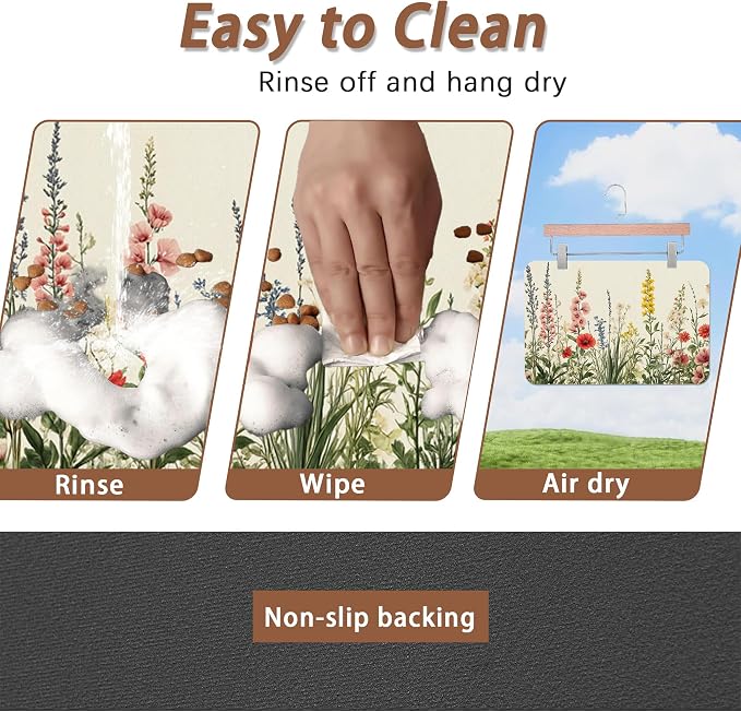 Vintage Flower Botanical Garden Dog Cat Food Mat, Absorbent Pet Feeding Mat - Image 4