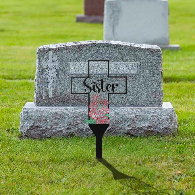 BUoonyer Sister Memorial Graves Markers Cemetery Decorations, Metal Cross - Image 4