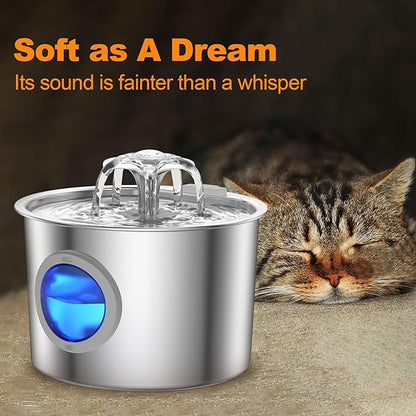 Cat Water Fountain with 6 Filters Advanced 304 Stainless Steel 2.2L/74oz with - Image 6