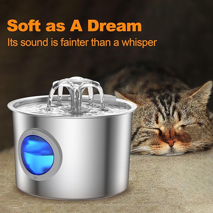 Cat Water Fountain Advanced 304 Stainless Steel 2.2L/74oz - Image 6