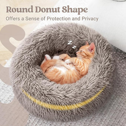 rabbitgoo Cat Beds for Indoor, 20 inches Machine Washable, Fluffy Round Pet Bed - Image 4