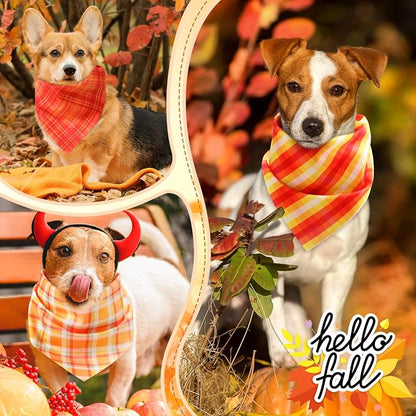 Weewooday 50 Pcs Thanksgiving Fall Dog Bandanas Bulk Plaid Bandanas - Image 4