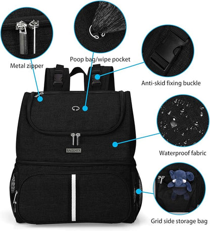 BAGLHER Pet Travel Bag, Double-Layer Pet Supplies Backpack, Pet Travel Backpack - Image 3