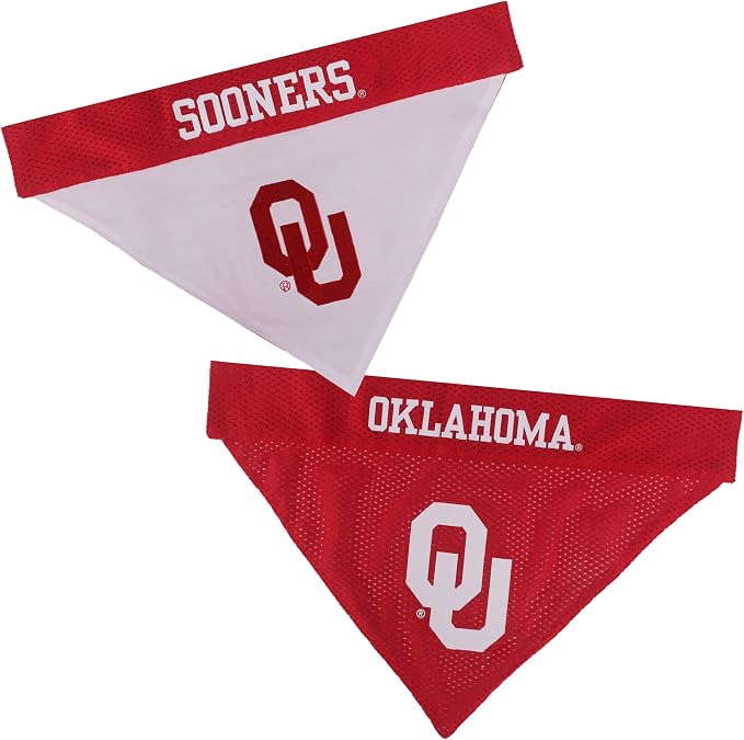 Pets First Collegiate Pet Accessories, Reversible Bandana, Oklahoma Sooners by PETSFIRST