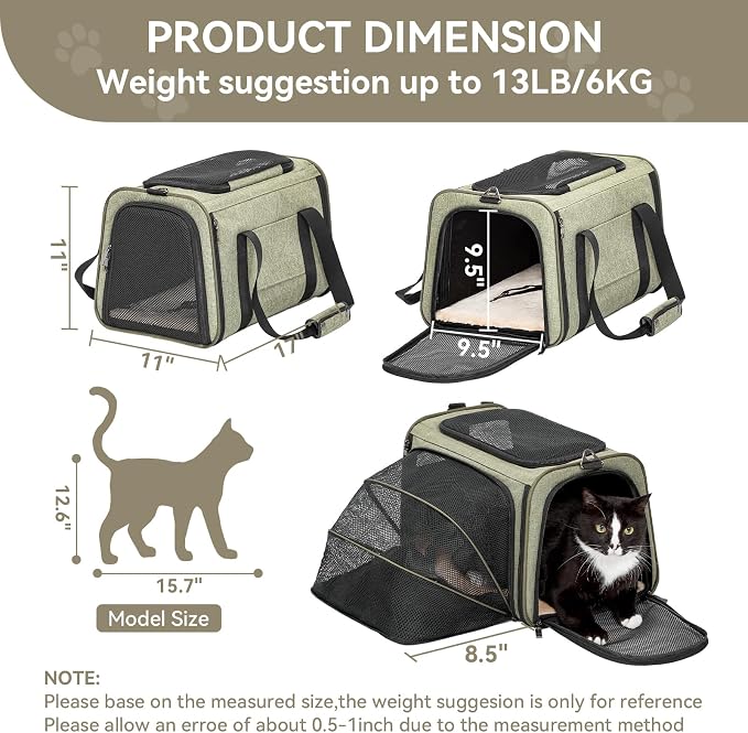 Petsfit Expandable Cat Carrier Dog Carrier, Airline Approved Soft-Sided - Image 3
