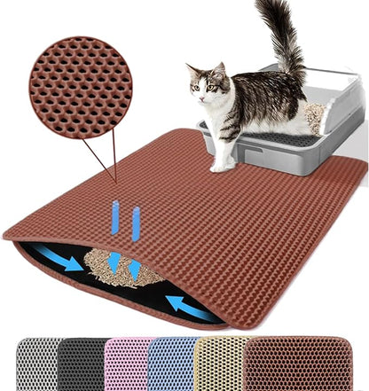 Small Cat Litter Mat, 20x14’’ Double Layer Honeycomb Cat Litter Box Mat by Petinstinct
