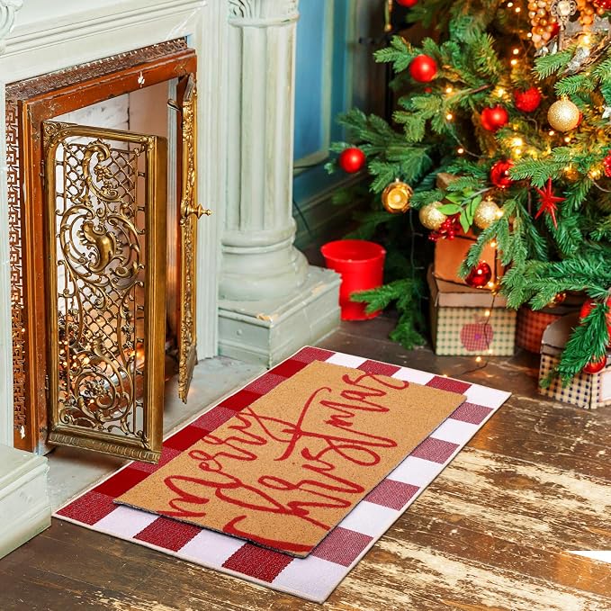 Tinideya 2 Pcs Door Mat Welcome Non Slip Coir Mats Floor Layering Doormats - Image 6