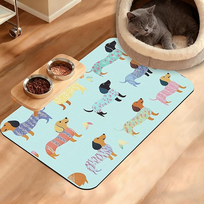 Dachshund Dog Cat Food Mat, Absorbent Waterproof Placemat by Unknown