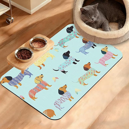 Dachshund Dog Cat Food Mat, Absorbent Waterproof Placemat by Unknown