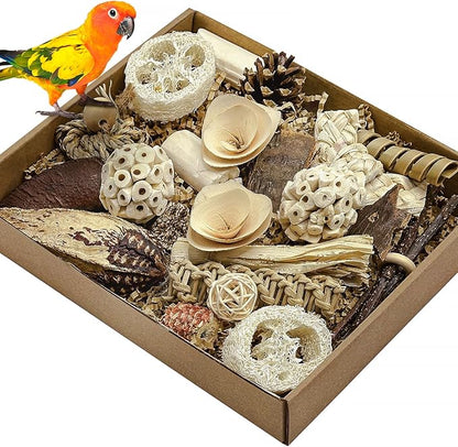 Natural Bird Toy Foraging Parrot Shredding Toys Box Conure Chewing Toys by LOPERDEVE