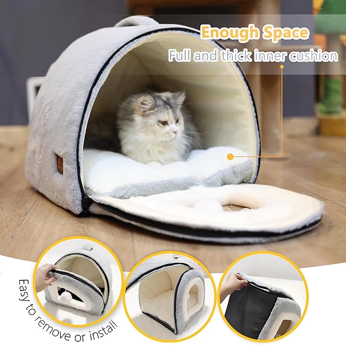 Cat Bed for Indoor Cats，Foldable cat cave，Anti-Slip & Water-Resistant - Image 5