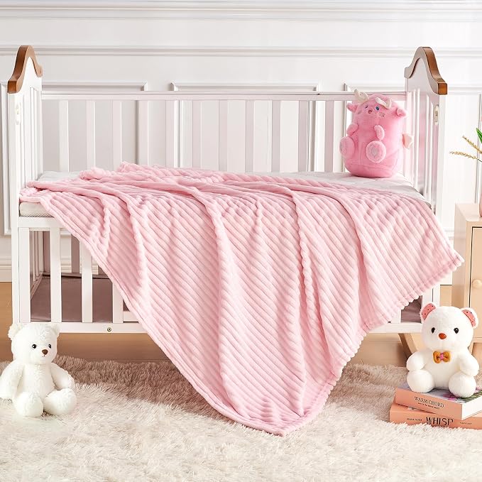 Soft Fleece Baby Blanket Ultra Cozy Pink Baby Blankets - Image 5