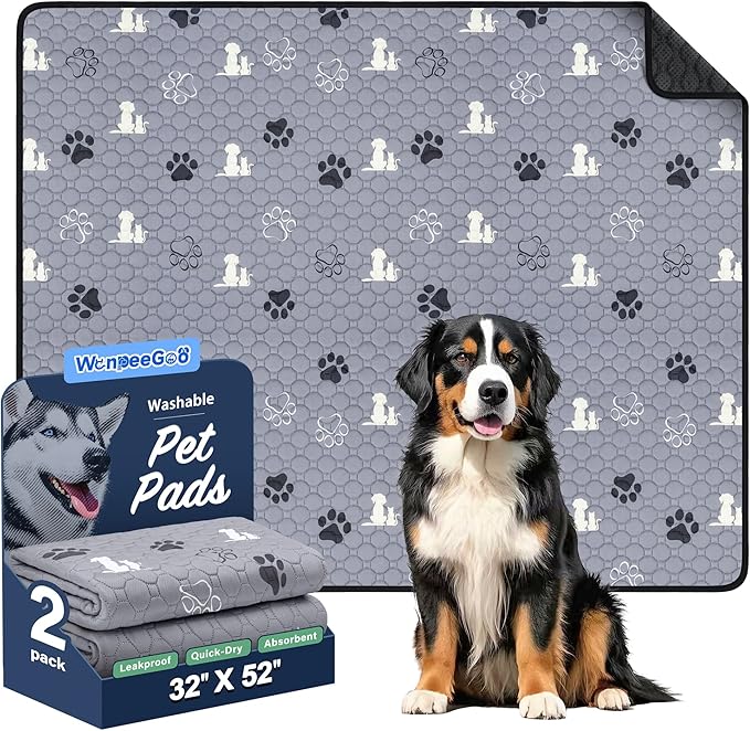 Washable Pee Pads for Dogs Mat, 2 Pack Absorbent Reusable Training Dog Pads Pet by WanpeeGoo
