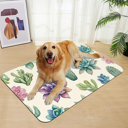 Cactus Flower Pet Feeding Mat for Floors–Christmas Stocking Absorbent Quick Dry - Image 7