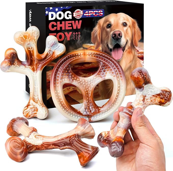 4 Pack Dog Chew Toys for Aggressive Chewers by OSORD