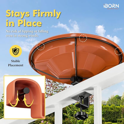 iBorn Bird Bath, Deck Mounted Bird Baths 12inch, Birdbath - Image 6